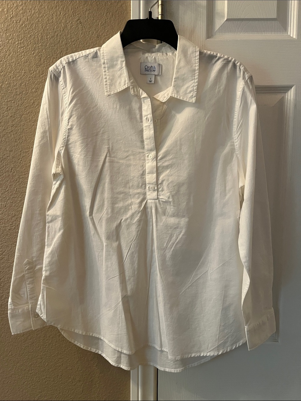Croft & Barrow White Cotton Long Sleeve Blouse SMALL